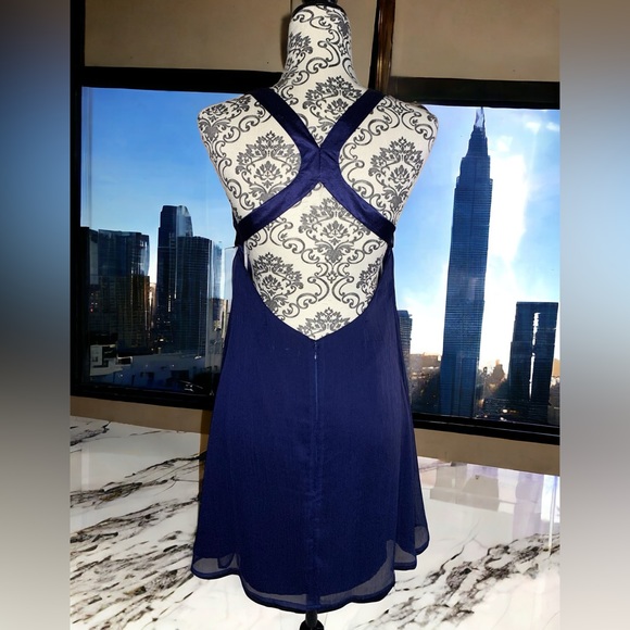 LIPSY LONDON Women’s Navy chiffon dress with sparkle- 12 - Picture 3 of 5